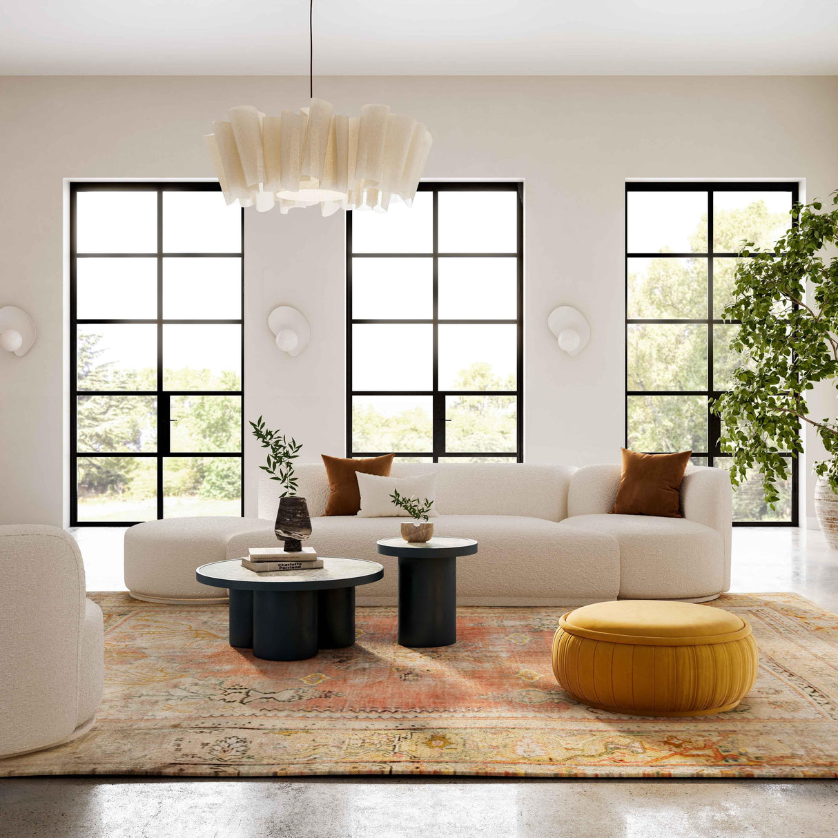 Fickle Cream Boucle 3-Piece Chaise Modular Sofa by TOV Furniture at Eve Furniture