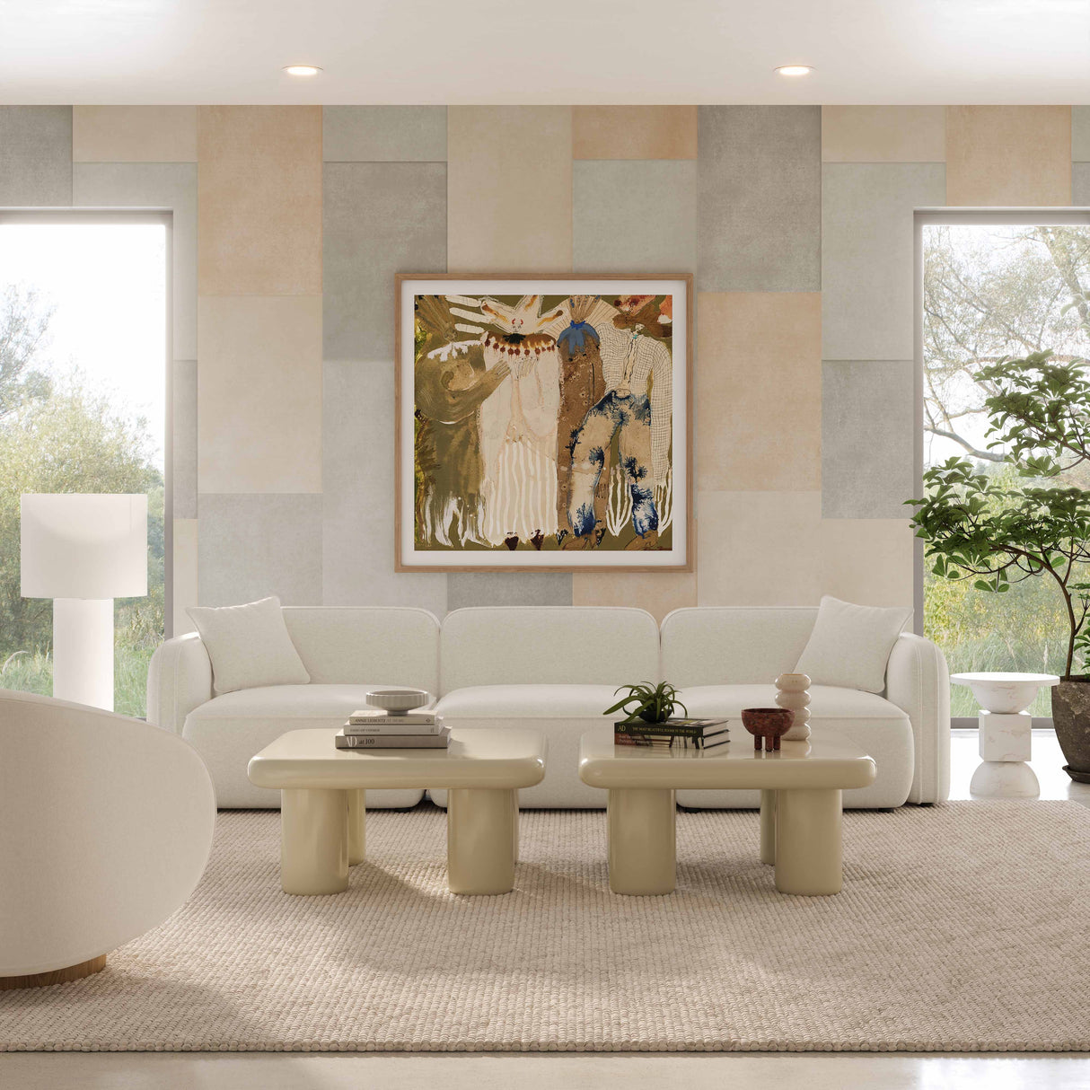 Travie Sand Upcycled Linen Modular Sofa by TOV Furniture at Eve Furniture