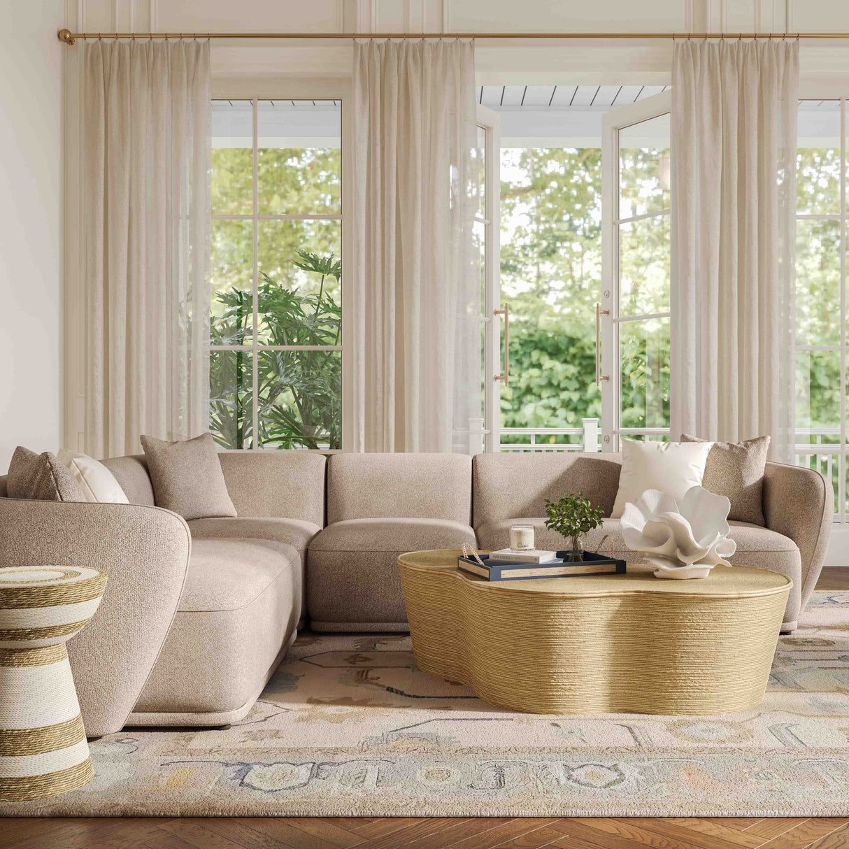 Sylvie Cream Boucle 4-Piece Sectional by TOV Furniture at Eve Furniture