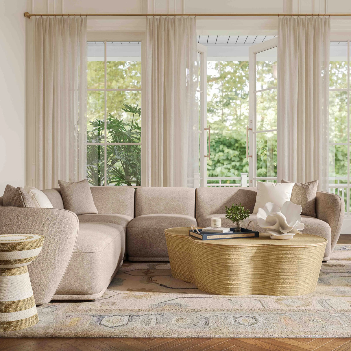 Sylvie Cream Boucle 4-Piece Sectional by TOV Furniture at Eve Furniture