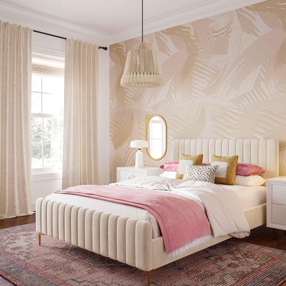 Helen White Cotton Tasseled Pendant Lamp by TOV Furniture at Eve Furniture