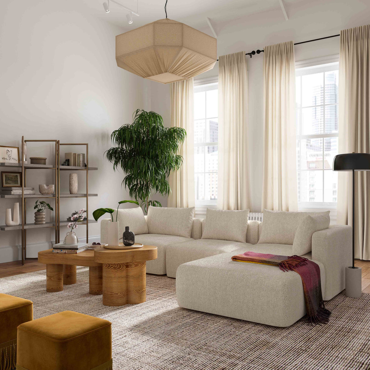 Hangover Heavy Textured Fabric 4-Piece Modular Sectional by TOV Furniture at Eve Furniture