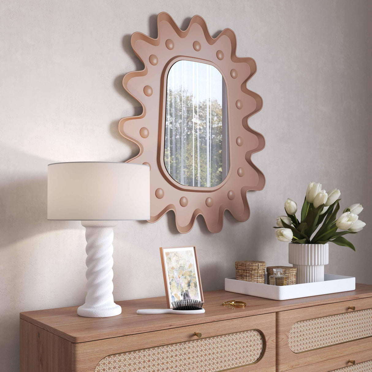 Rapunzel White and Cream Table Lamp by TOV Furniture at Eve Furniture