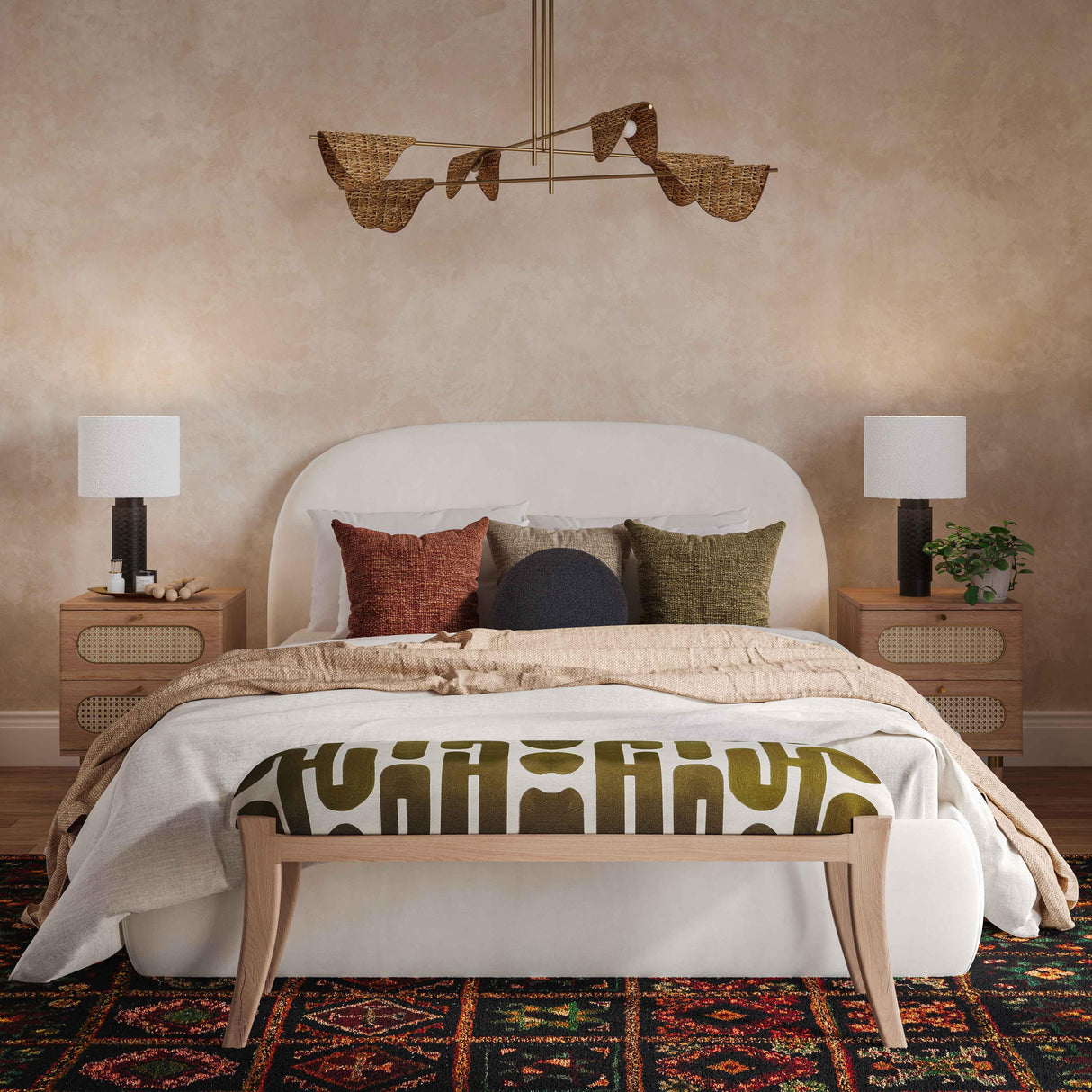 Arielle Olive & White Embroidered Bench by TOV Furniture at Eve Furniture