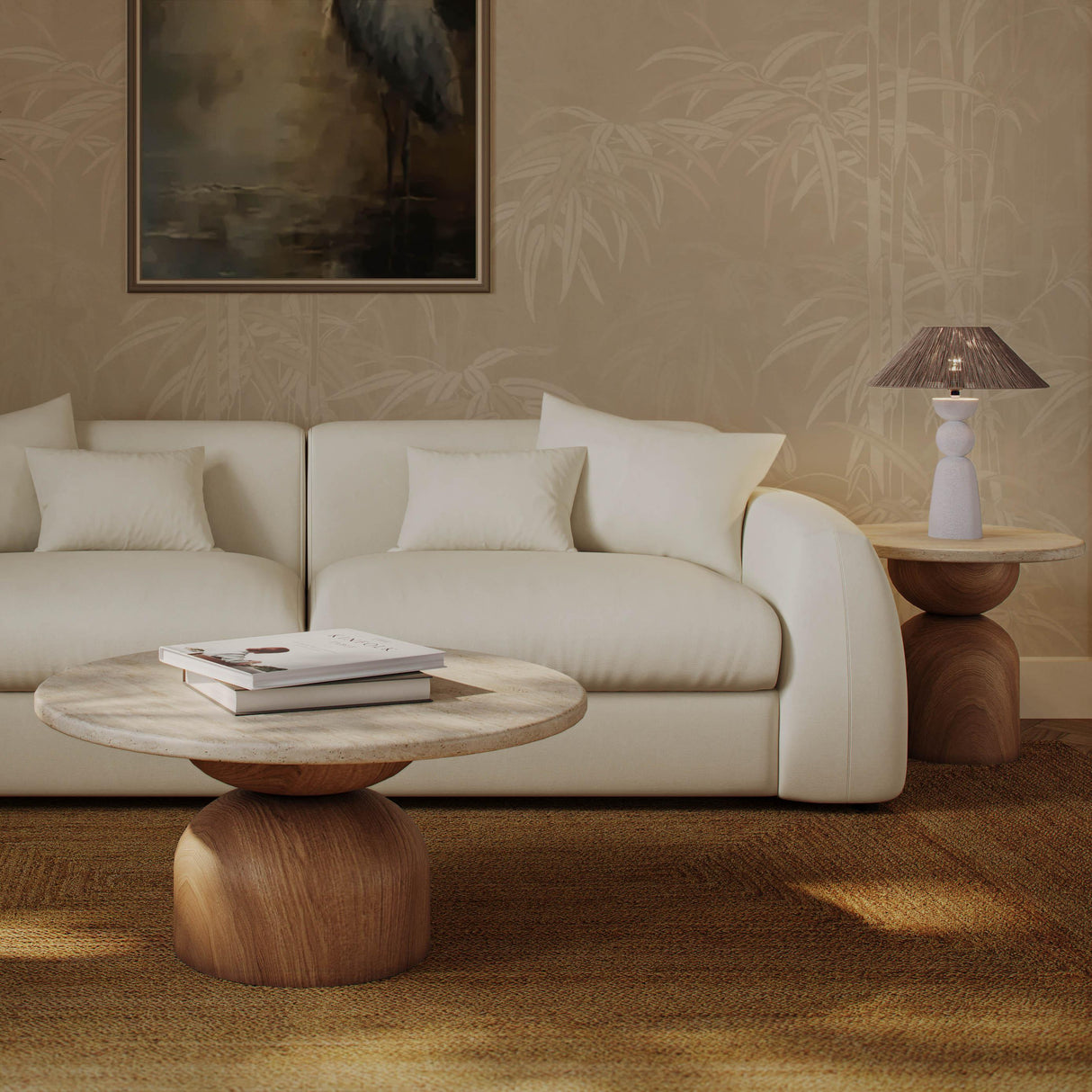 Cynthia Travertine Concrete Indoor / Outdoor Coffee Table by TOV Furniture at Eve Furniture