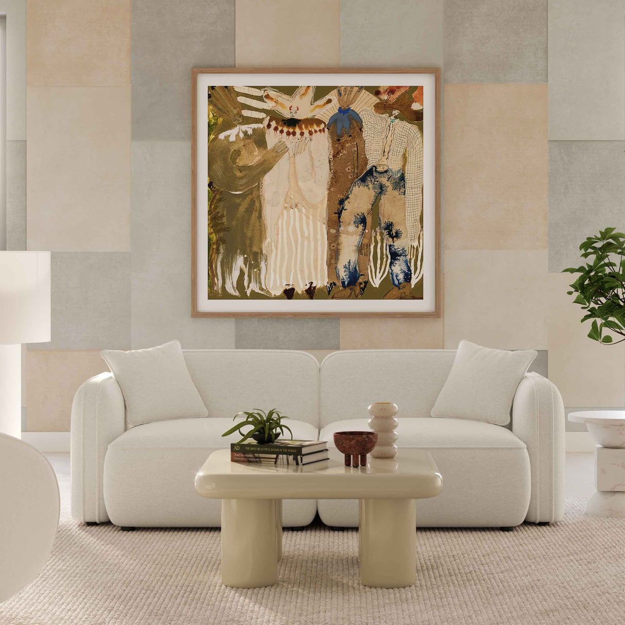 Travie Sand Upcycled Linen Modular Loveseat by TOV Furniture at Eve Furniture