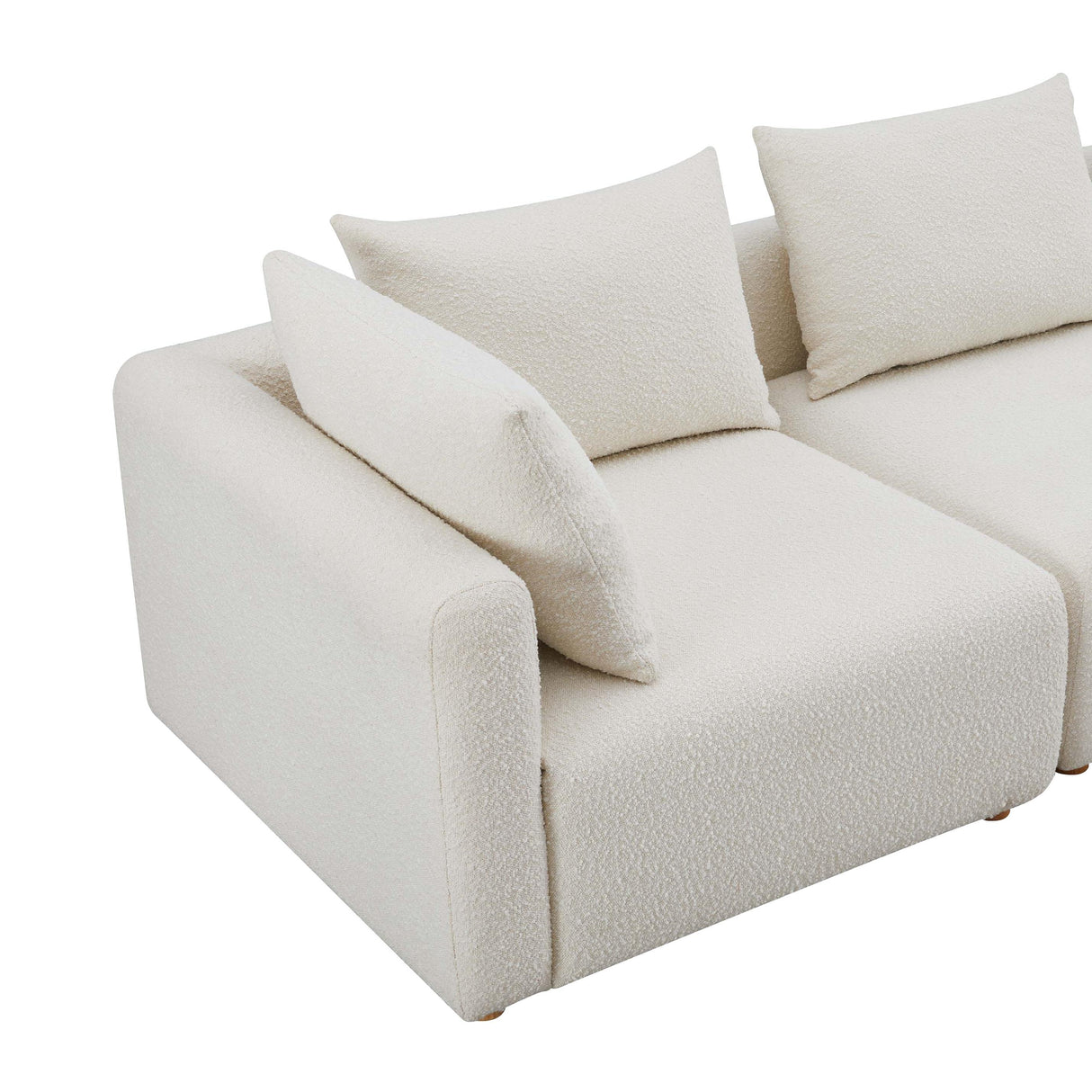 Hangover Cream Boucle 5-Piece Modular L-Sectional by TOV Furniture at Eve Furniture