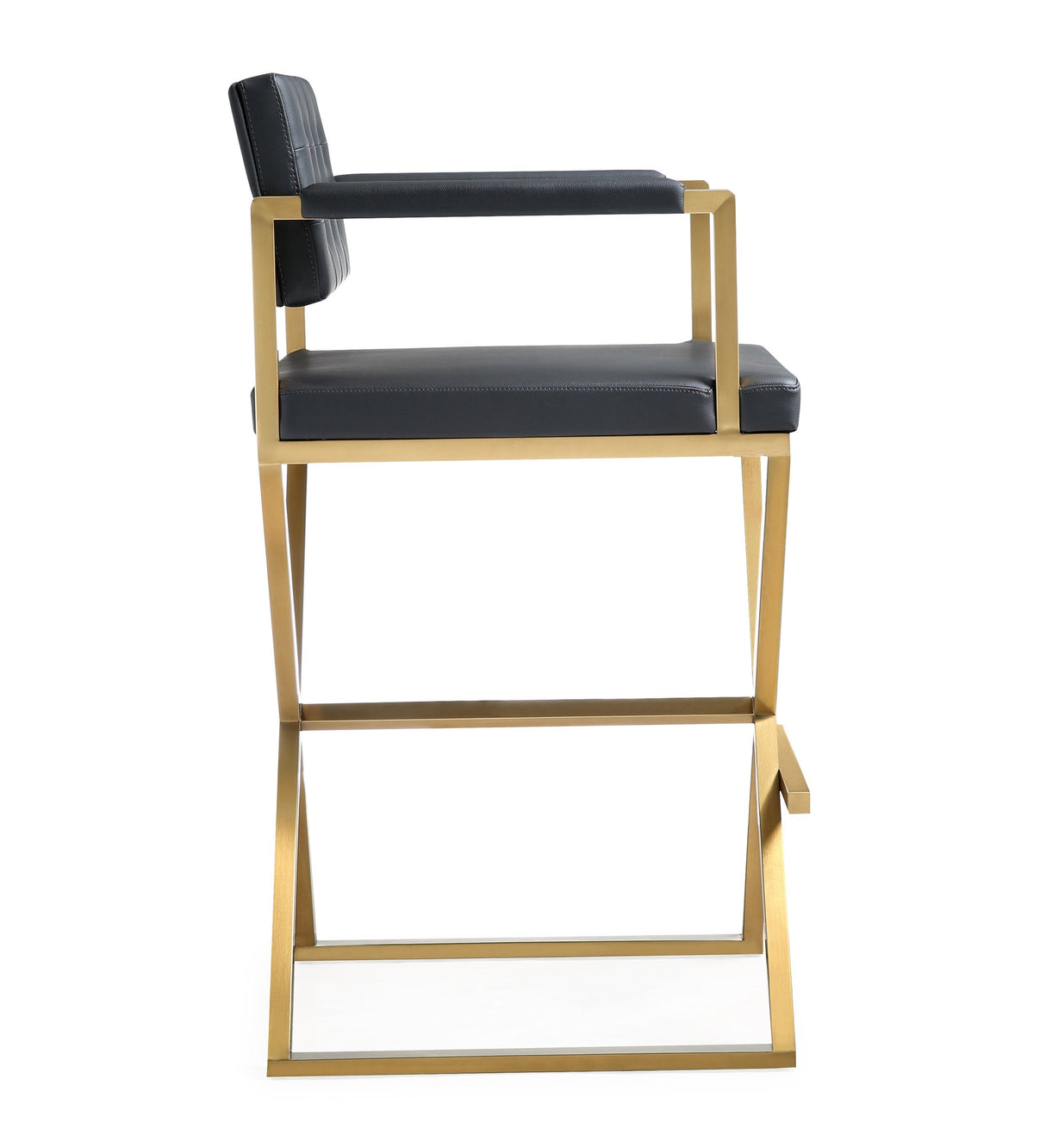 Director Performance Vegan Leather Stool with Gold Base by TOV Furniture at Eve Furniture