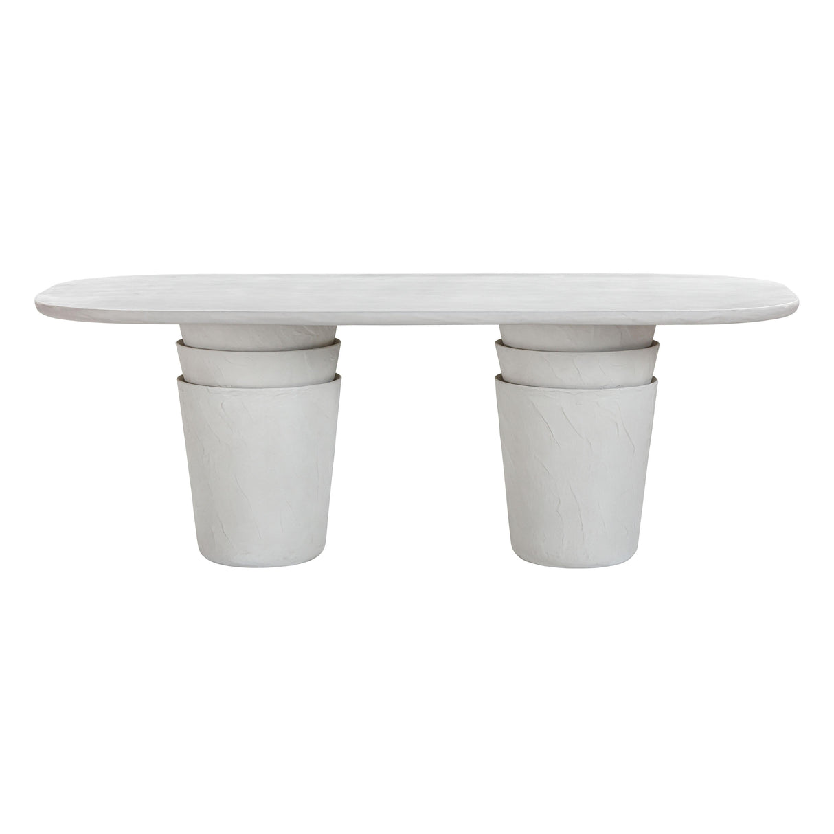 Margot Light Grey Faux Plaster Indoor / Outdoor Concrete 83" Oval Dining Table by TOV Furniture at Eve Furniture