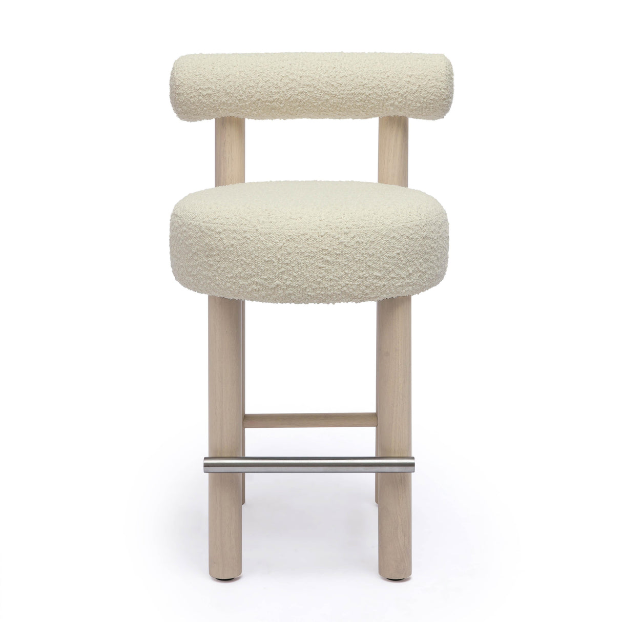 Carmel Cream Boucle and Solid Wood Counter Stool by TOV Furniture at Eve Furniture