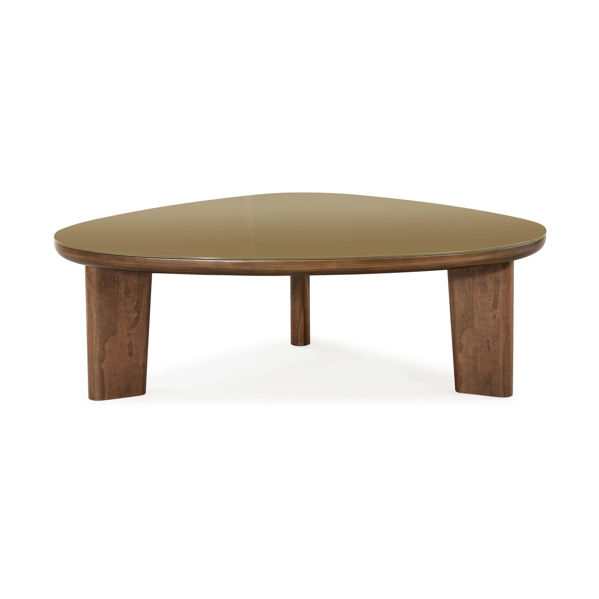 Oani Walnut and Glass Triangular Coffee Table by TOV Furniture at Eve Furniture
