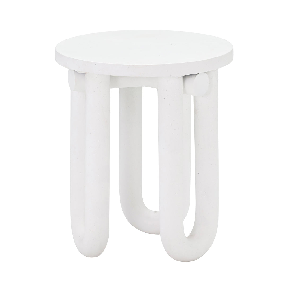 Tildy White Concrete Indoor / Outdoor Round Side Table by TOV Furniture at Eve Furniture