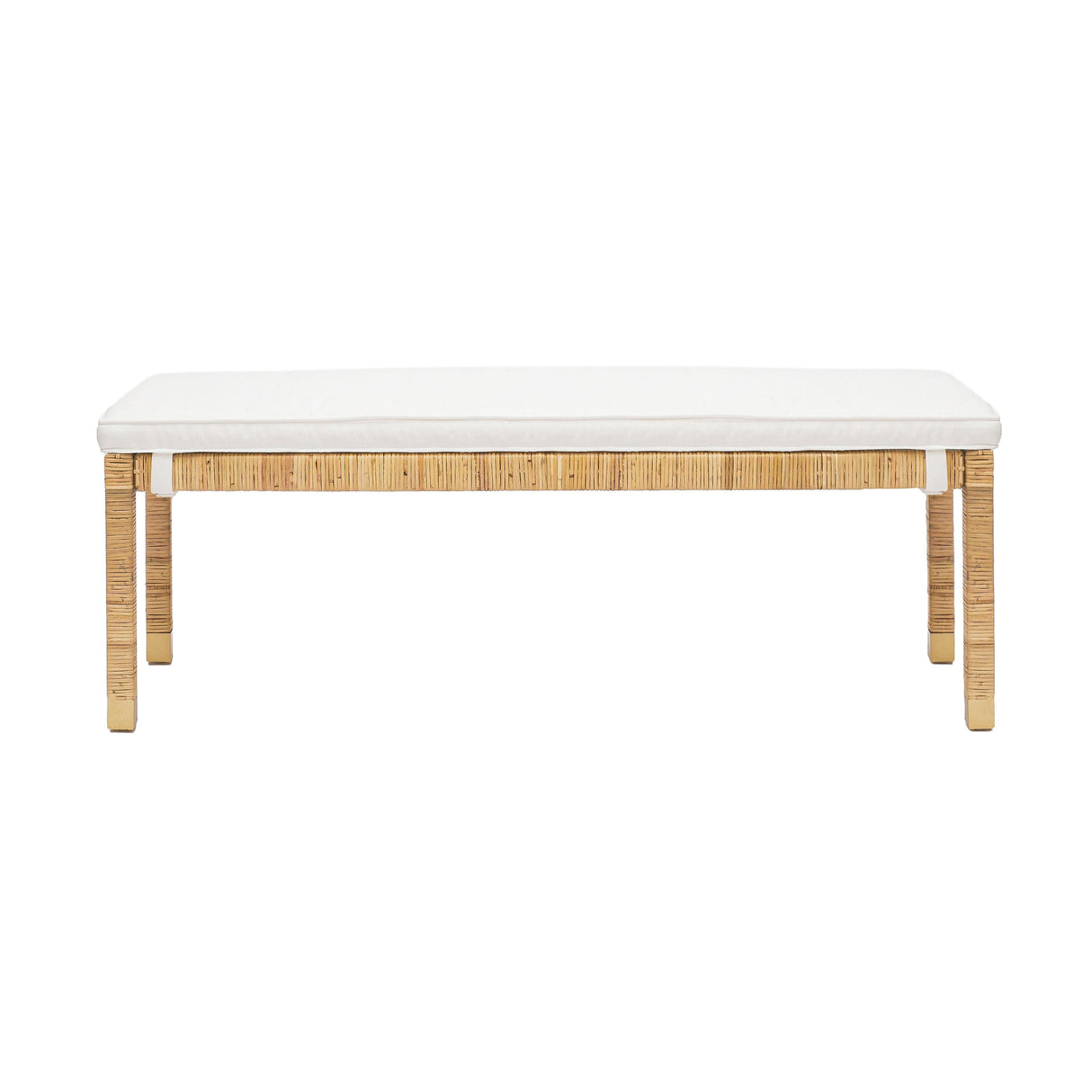 Amara Woven Rattan Performance Fabric Bench by TOV Furniture at Eve Furniture