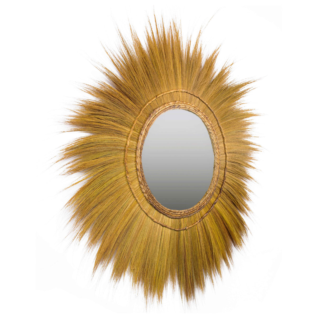 Mettu Natural Grass Round Wall Mirror by TOV Furniture at Eve Furniture