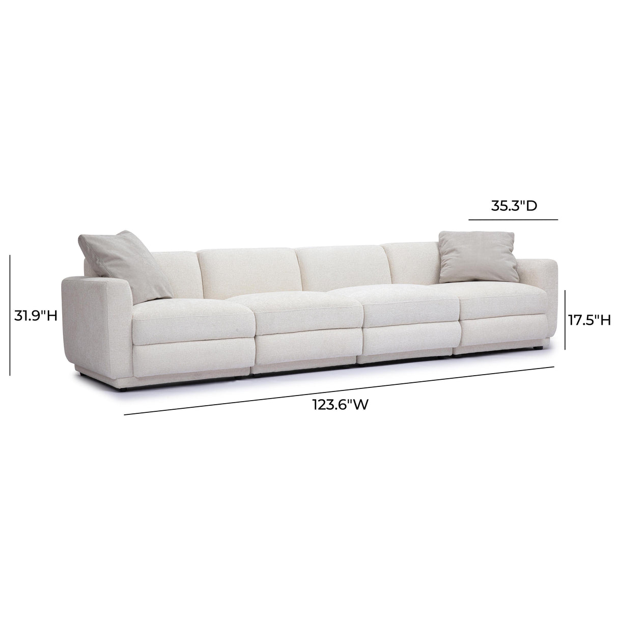 Perry Cream Chenille Modular Long Sofa by TOV Furniture at Eve Furniture