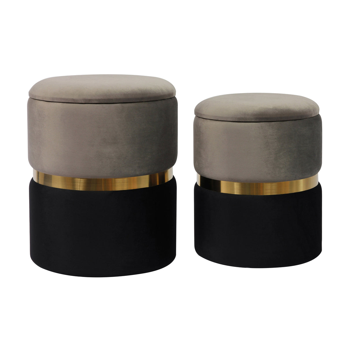 Gigi Grey Storage Ottomans - Set of 2 by TOV Furniture at Eve Furniture