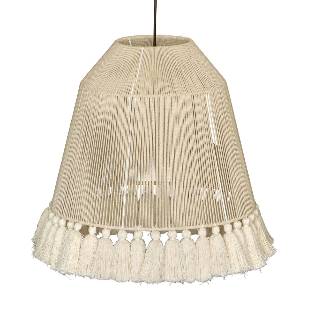 Helen White Cotton Tasseled Pendant Lamp by TOV Furniture at Eve Furniture