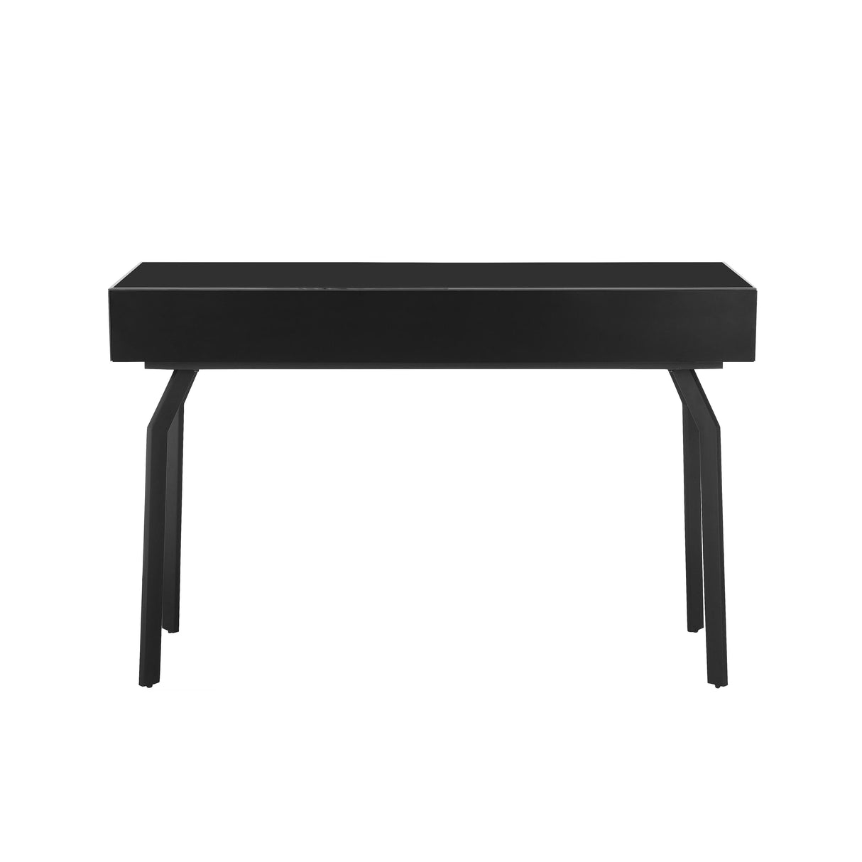 Santana Black Glass Desk Console Table by TOV Furniture at Eve Furniture