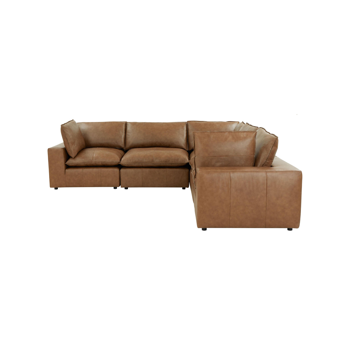 Cali Brown Leather Modular 5-Piece L-Sectional by TOV Furniture at Eve Furniture