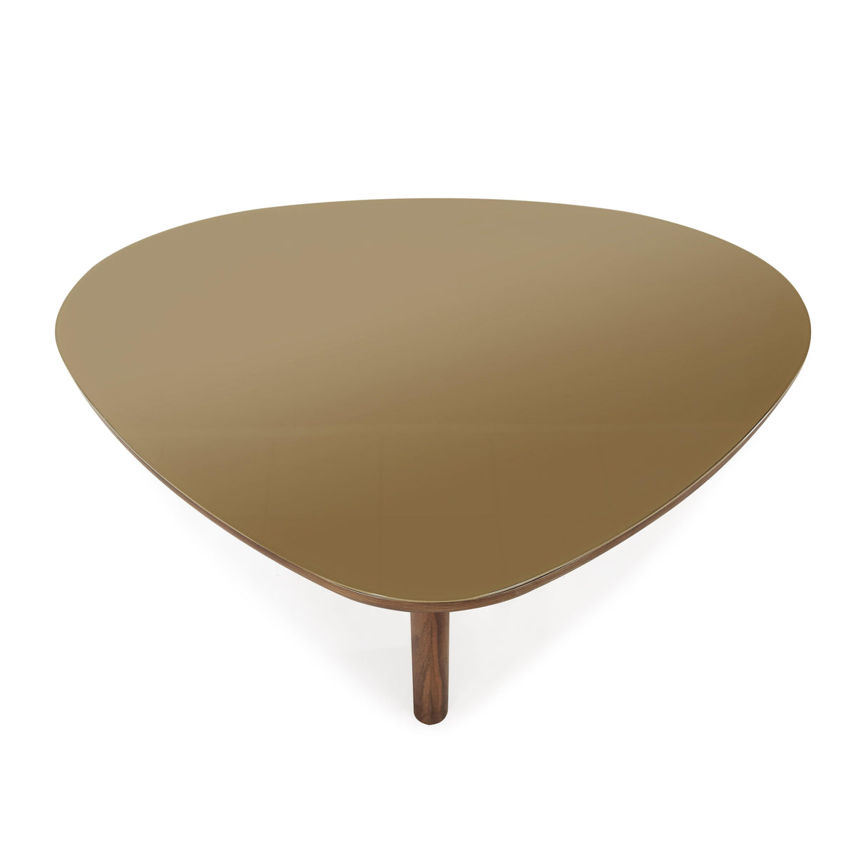 Oani Walnut and Glass Triangular Coffee Table by TOV Furniture at Eve Furniture