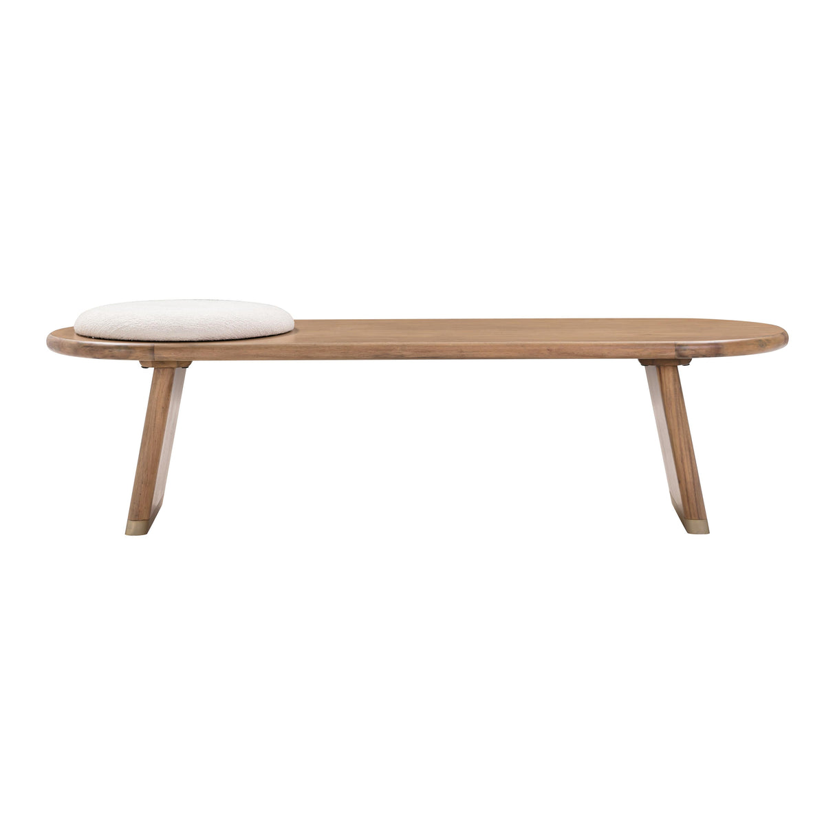 Samantha Cognac Acacia Bench with Boucle Seat by TOV Furniture at Eve Furniture