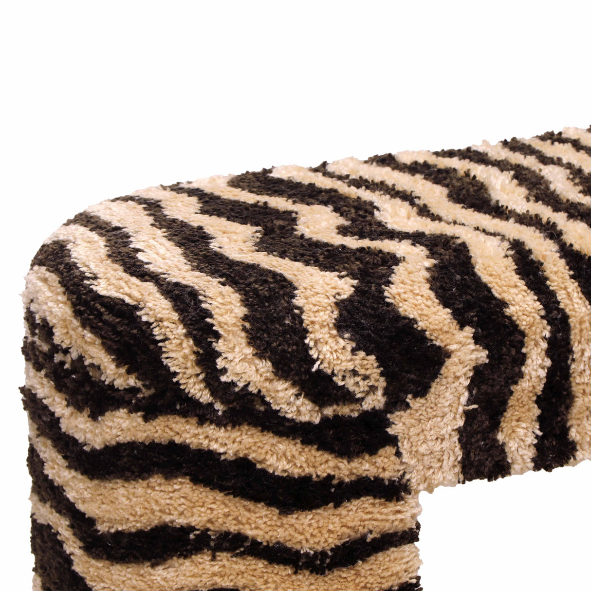 Zebra Brown Striped Tufted Bench by TOV Furniture at Eve Furniture