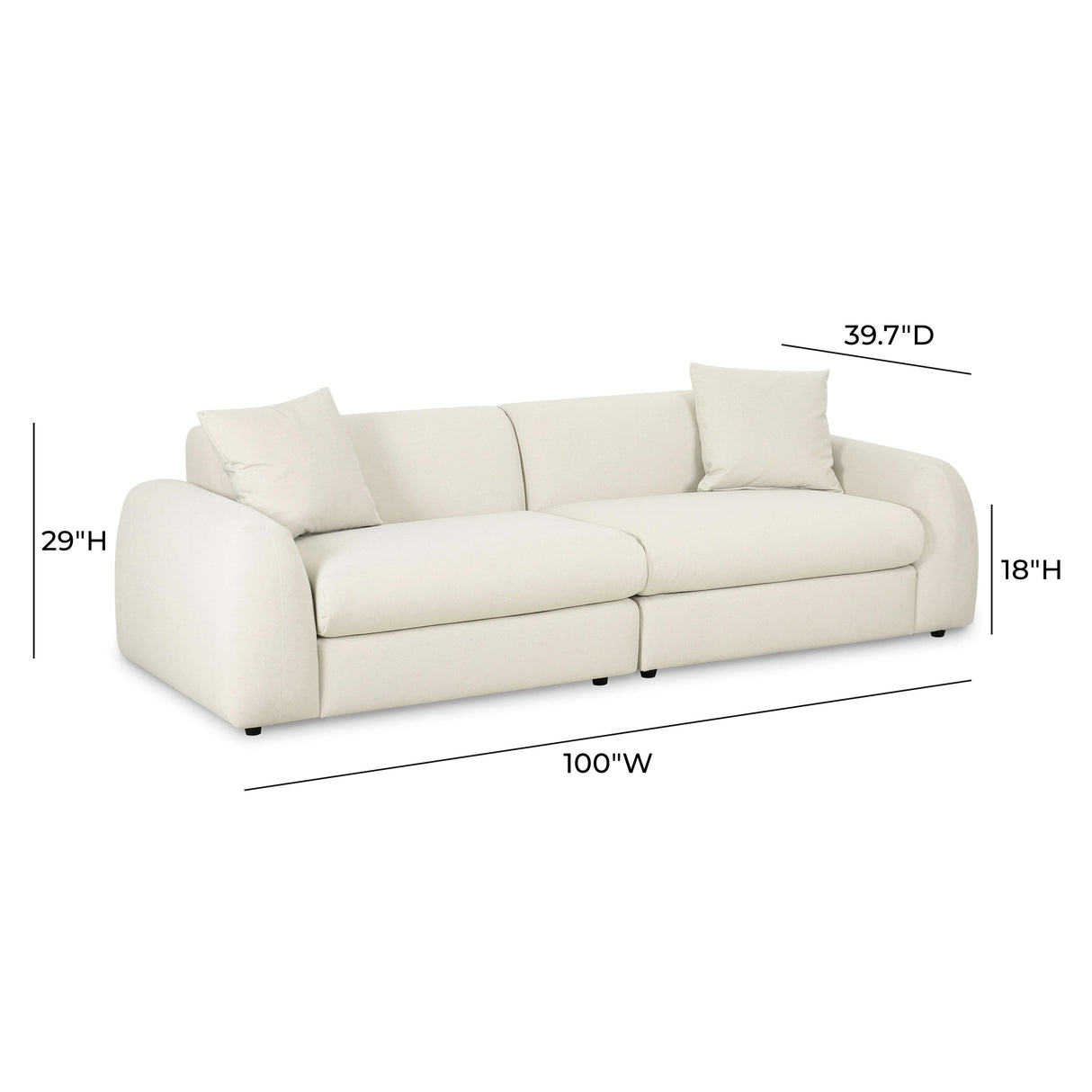 Kourtney Cream Faux Mohair 100" Sofa by TOV Furniture at Eve Furniture