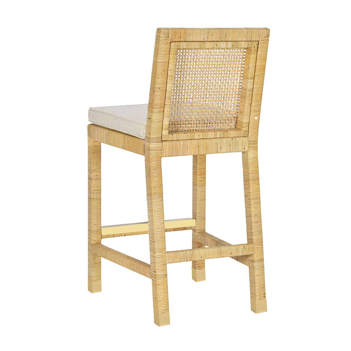 Amara Rattan & Cream Linen Stool by TOV Furniture at Eve Furniture