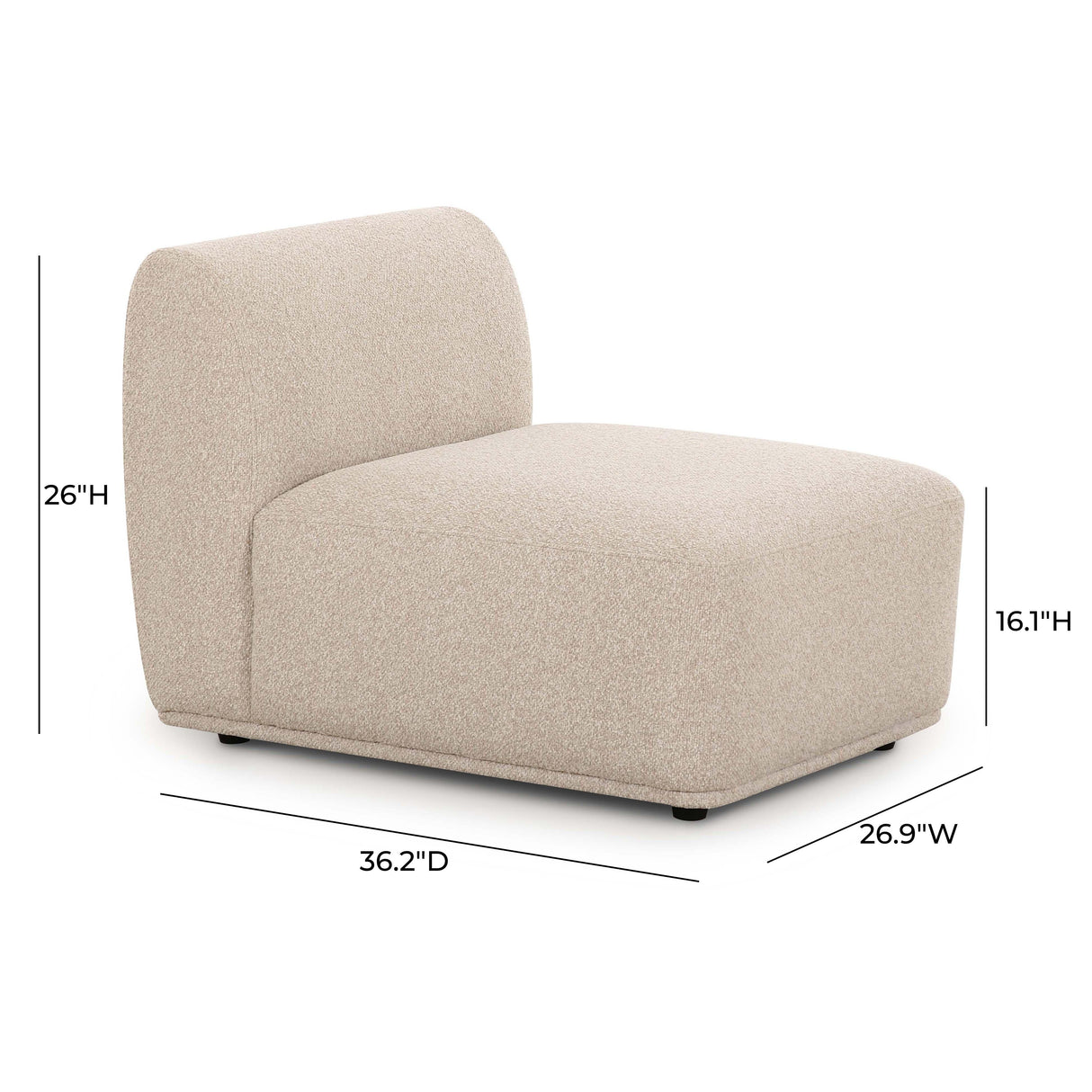 Sylvie Cream Boucle Armless 1-Seater by TOV Furniture at Eve Furniture