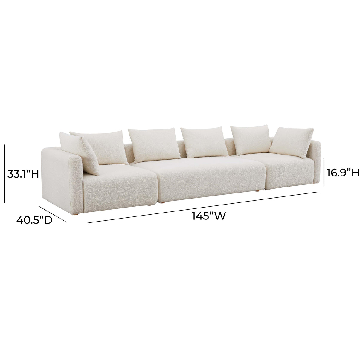 Hangover Cream Boucle 145" Long Sofa by TOV Furniture at Eve Furniture