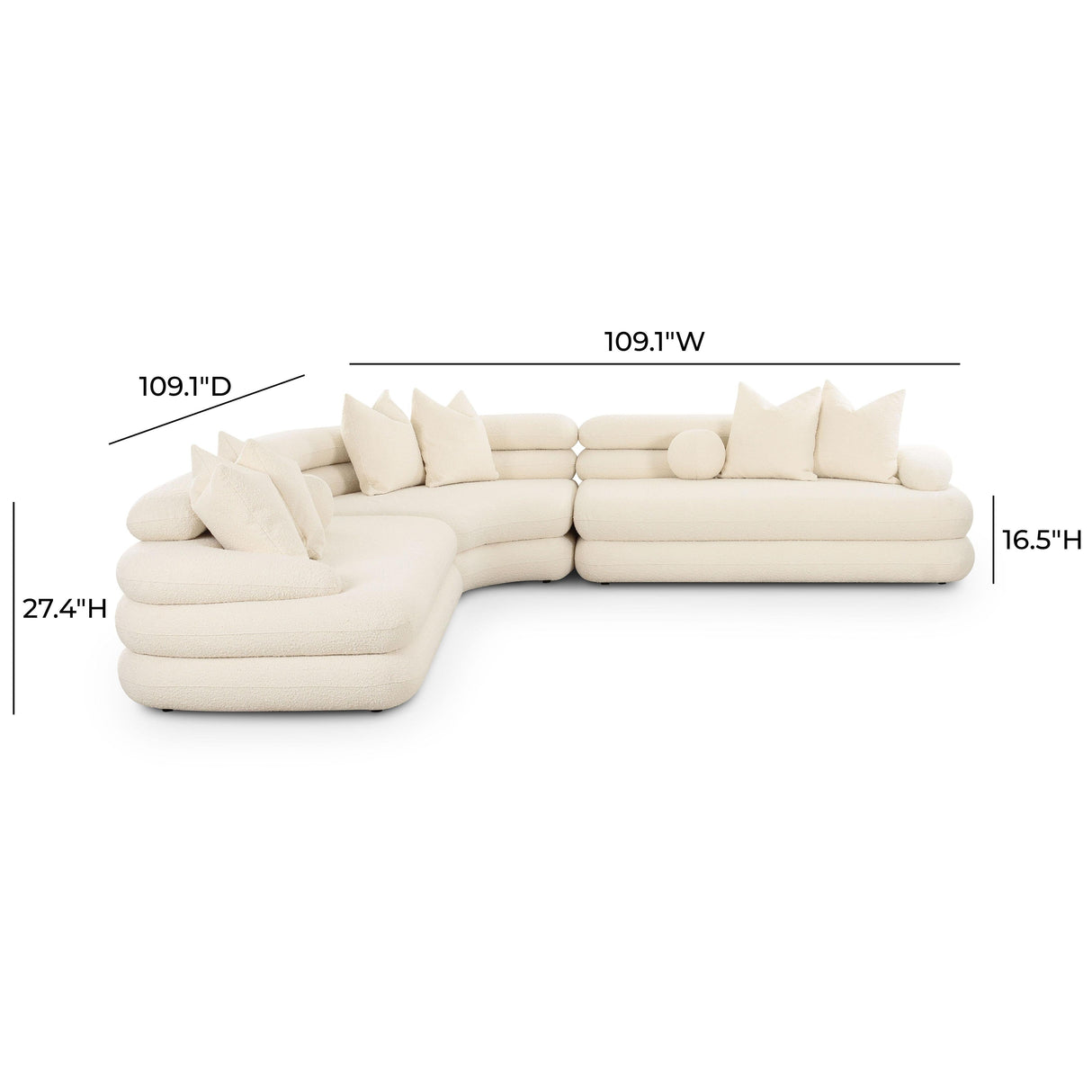 Lulu Cream Boucle Modular Curved Sectional by TOV Furniture at Eve Furniture