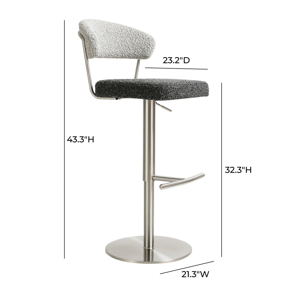 Cosmo Black and Grey Boucle Adjustable Stool by TOV Furniture at Eve Furniture