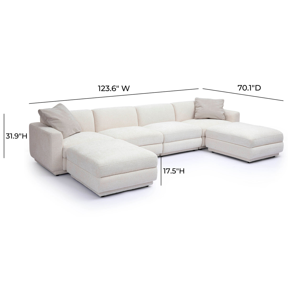 Perry Cream Chenille Modular U-Sectional by TOV Furniture at Eve Furniture
