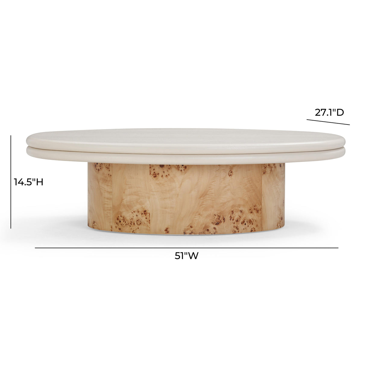 Tanner Natural Burl and Cream Ash Coffee Table by TOV Furniture at Eve Furniture