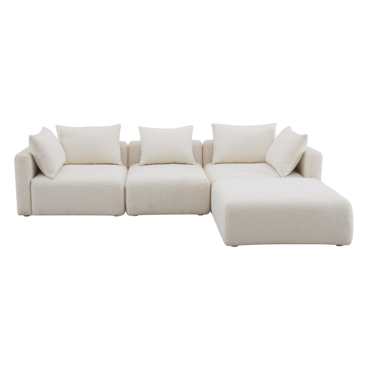 Hangover Cream Boucle 4-Piece Modular Sectional by TOV Furniture at Eve Furniture