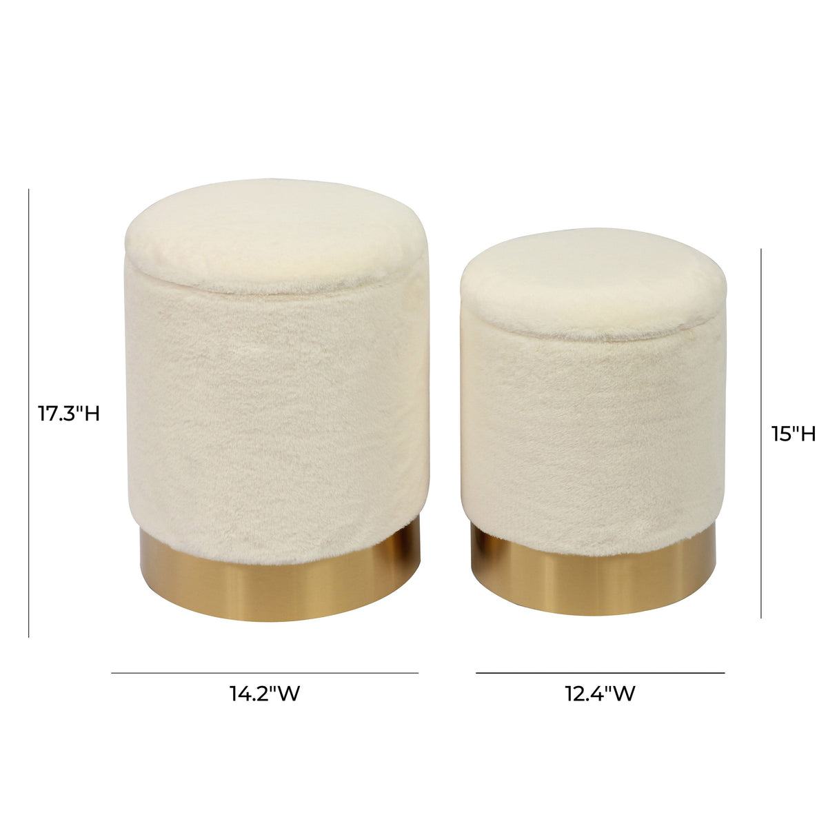 Teddy Faux Sheepskin Storage Ottomans - Set of 2 by TOV Furniture at Eve Furniture
