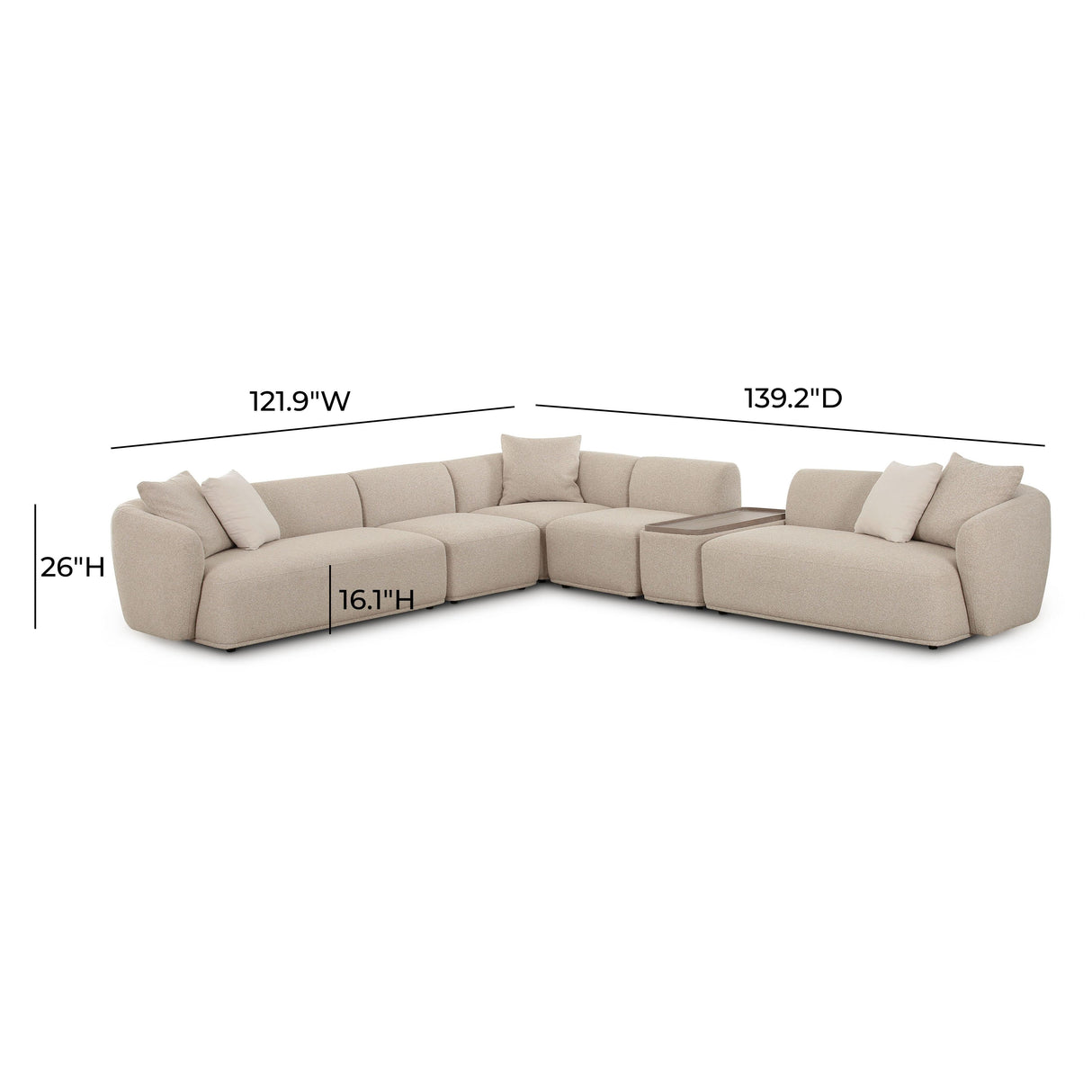Sylvie Cream Boucle 6-Piece Large Sectional by TOV Furniture at Eve Furniture