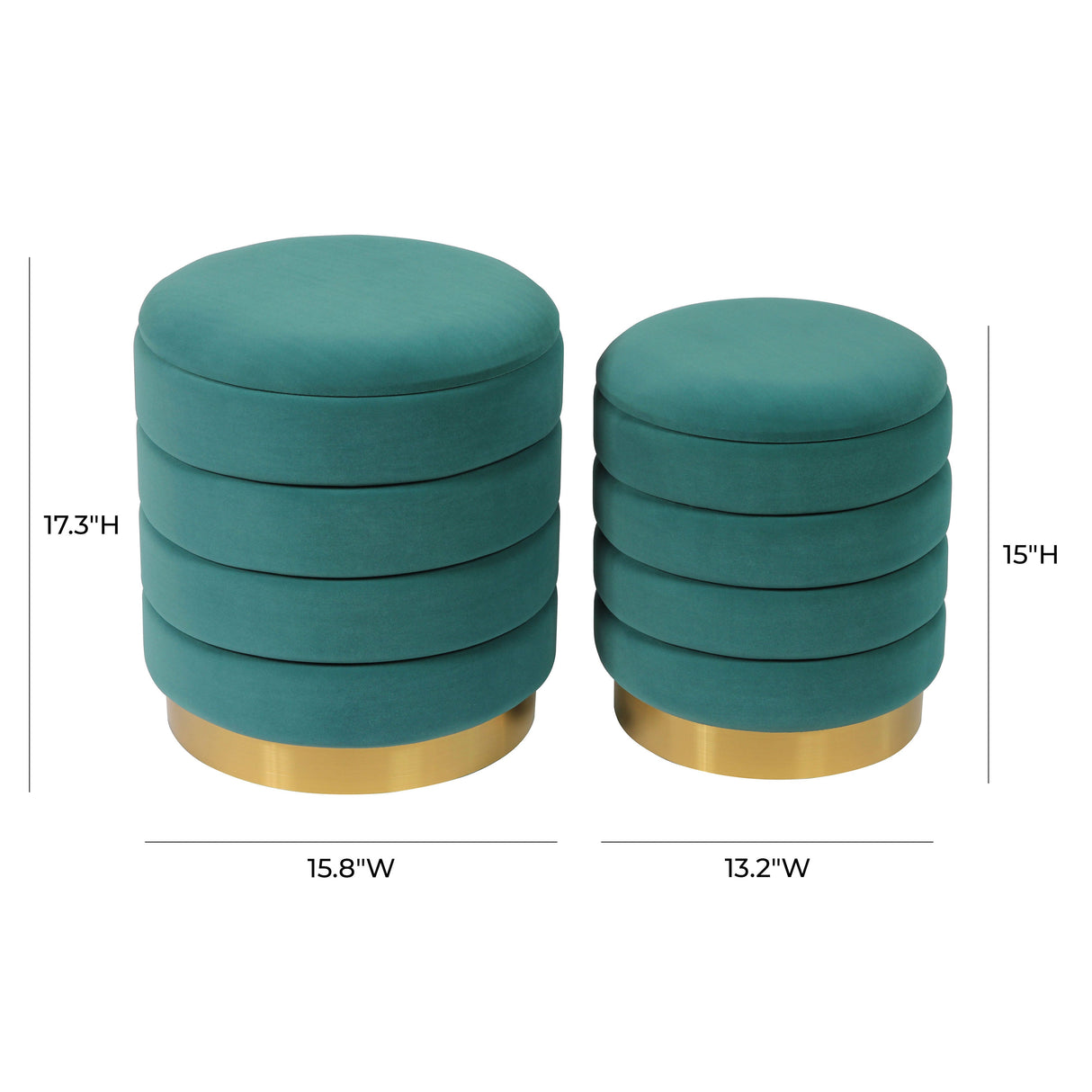 Saturn Velvet Storage Ottomans - Set of 2 by TOV Furniture at Eve Furniture