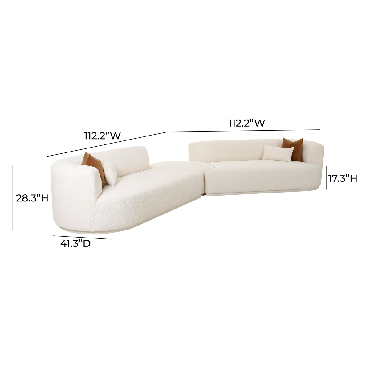 Fickle Cream Boucle 3-Piece Modular Sectional by TOV Furniture at Eve Furniture