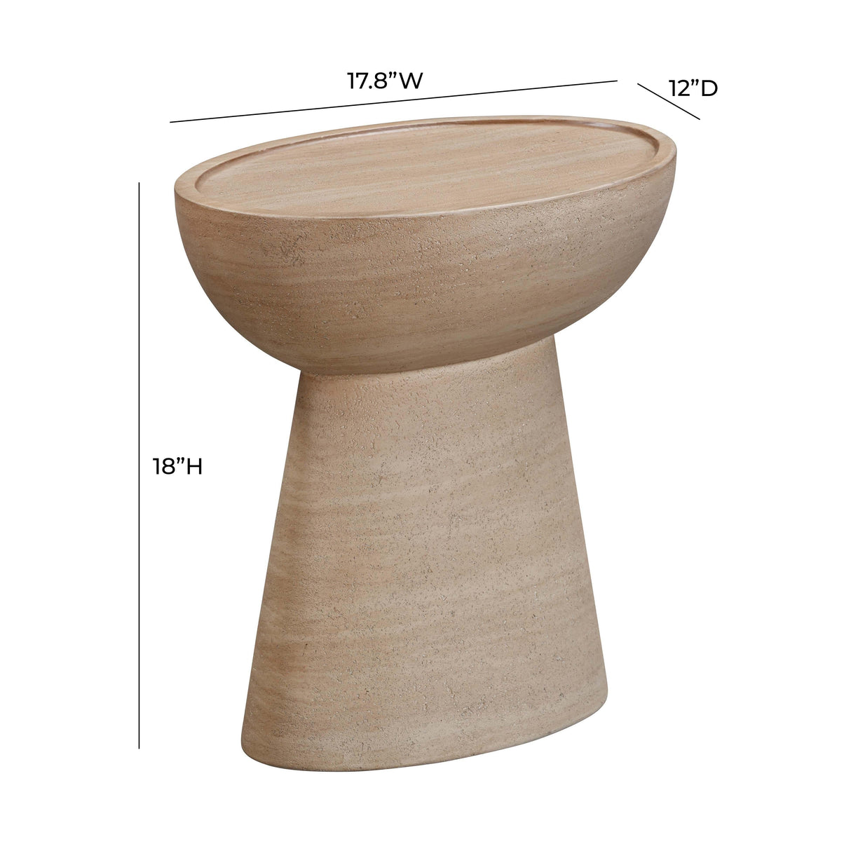 Eclipse Textured Faux Travertine Indoor / Outdoor Side Table by TOV Furniture at Eve Furniture