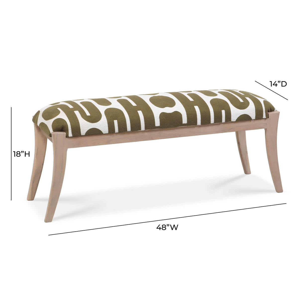 Arielle Olive & White Embroidered Bench by TOV Furniture at Eve Furniture