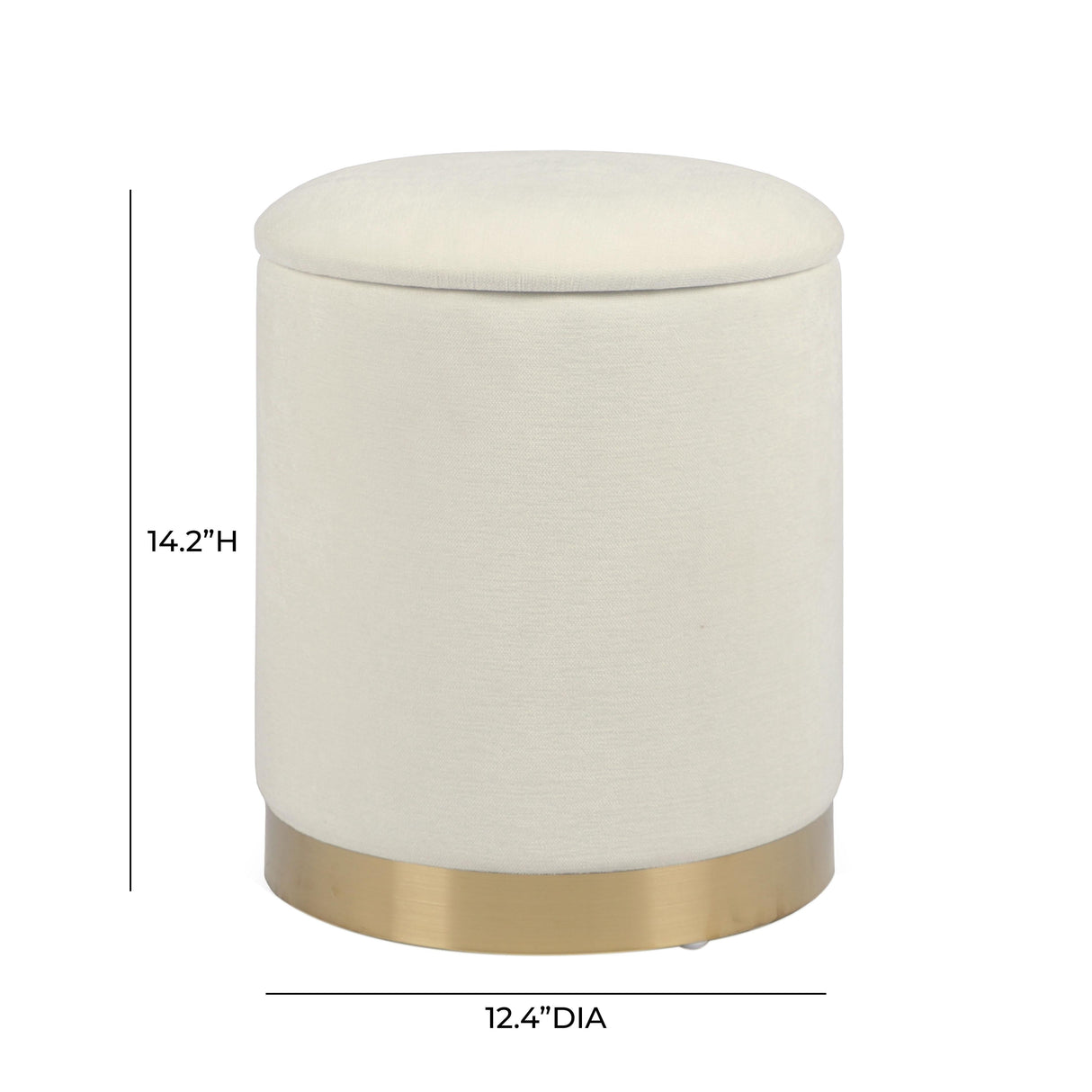 Zoe Cream Chenille Storage Ottoman by TOV Furniture at Eve Furniture