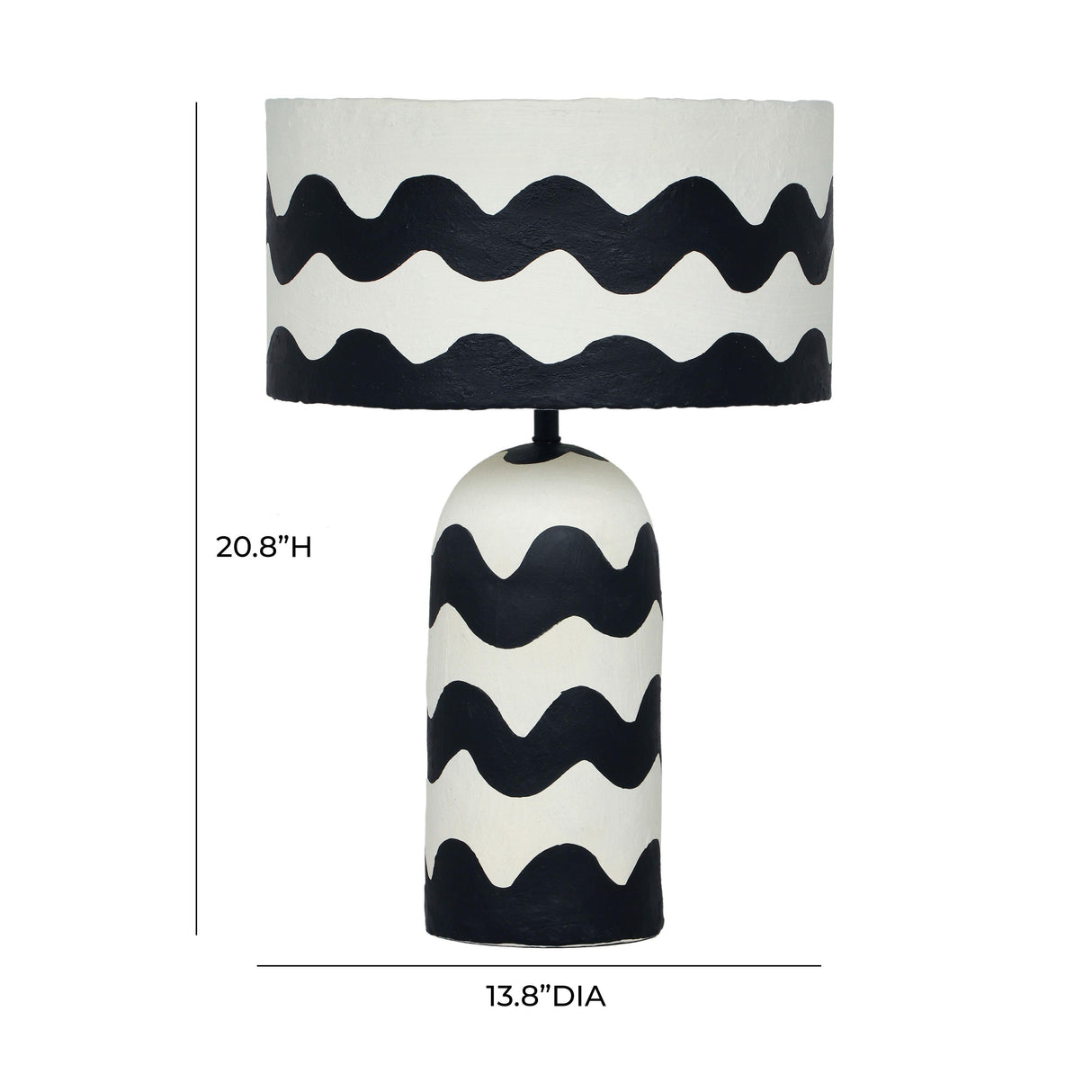 Tropea Black Waves Papier Mache Table Lamp by TOV Furniture at Eve Furniture