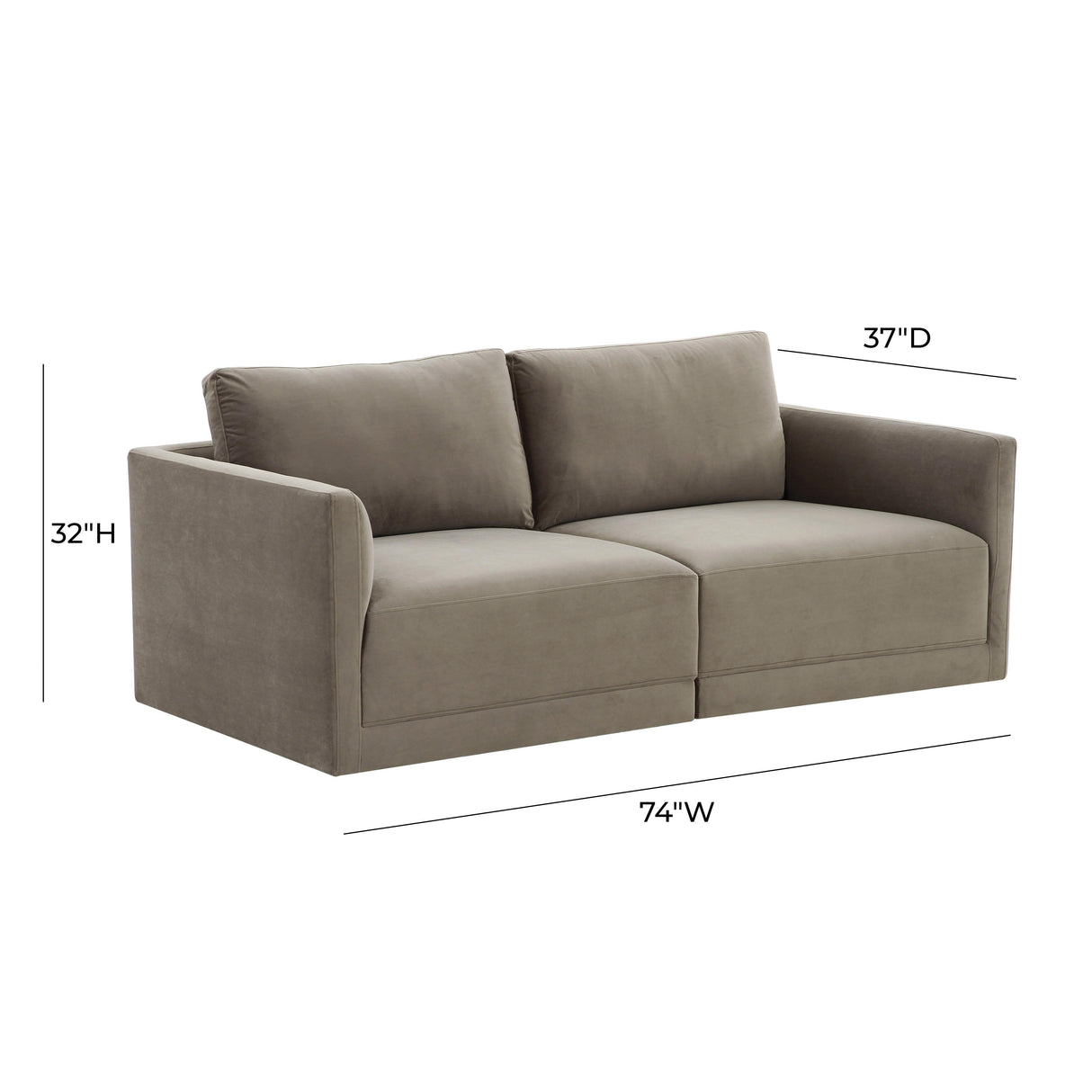 Willow Velvet Modular Loveseat by TOV Furniture at Eve Furniture