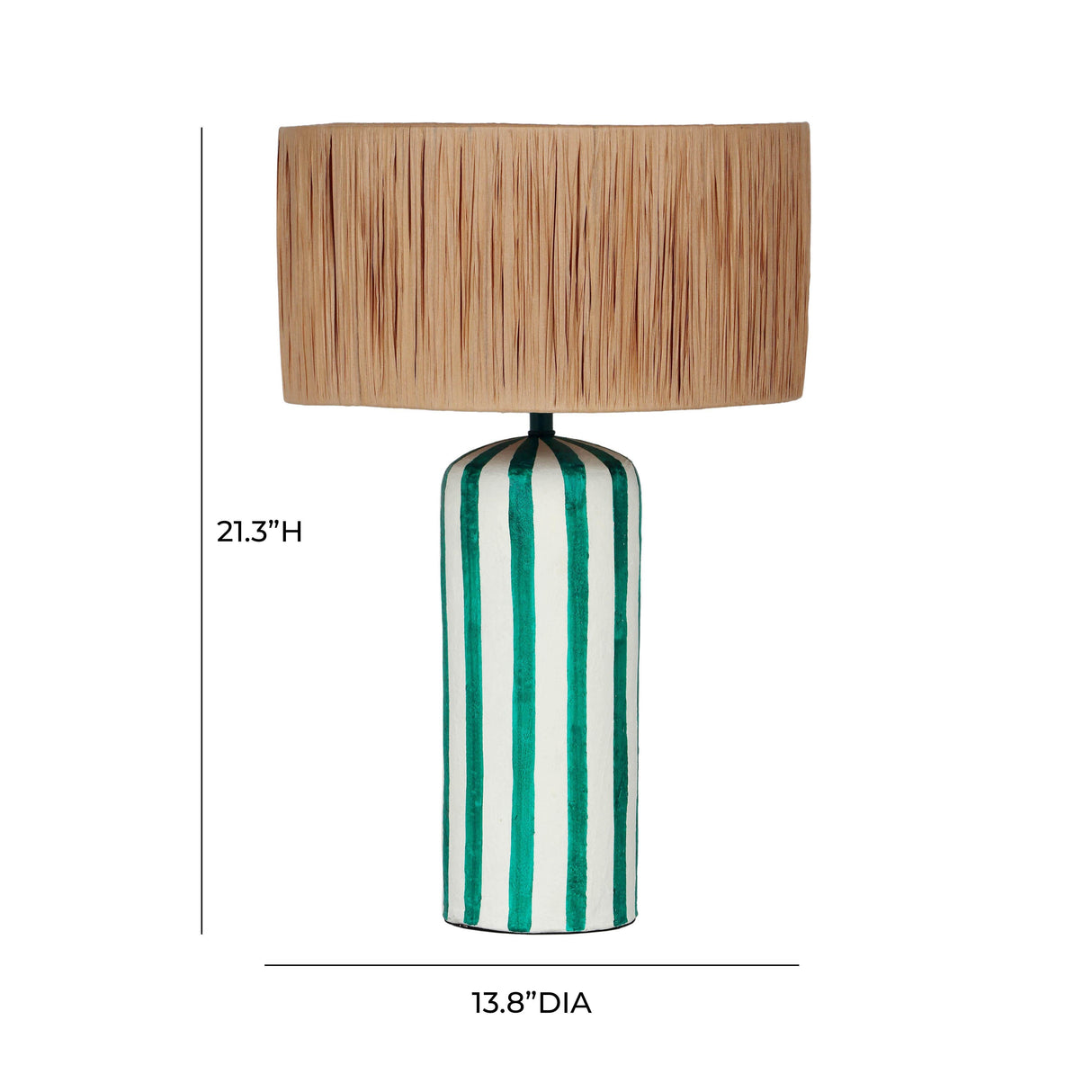Ravello Green Striped Papier Mache Table Lamp by TOV Furniture at Eve Furniture