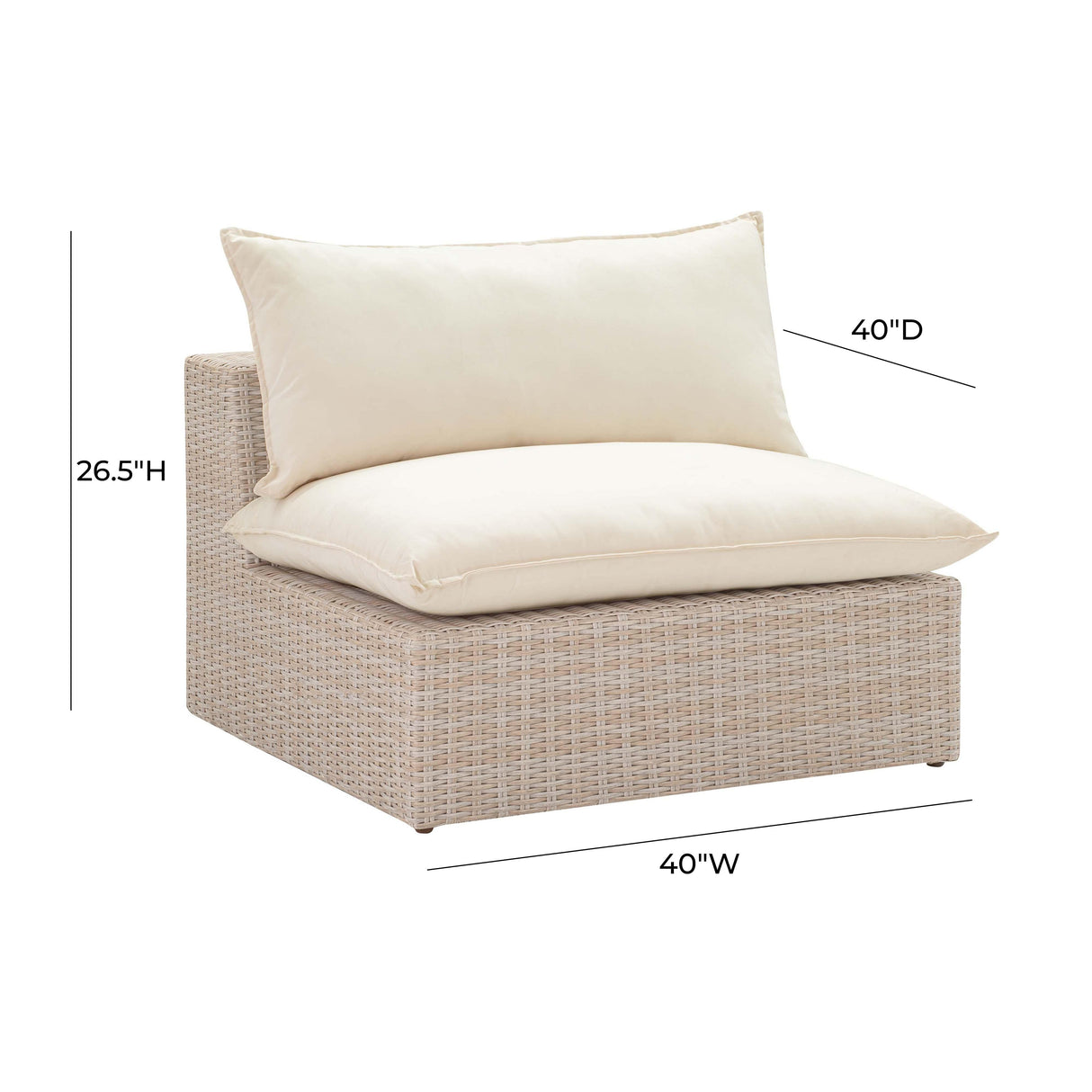 Cali Natural Wicker Outdoor Armless Chair by TOV Furniture at Eve Furniture