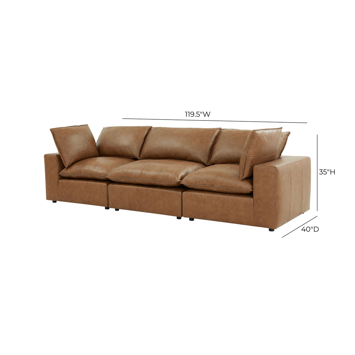 Cali Brown Leather Modular Sofa by TOV Furniture at Eve Furniture