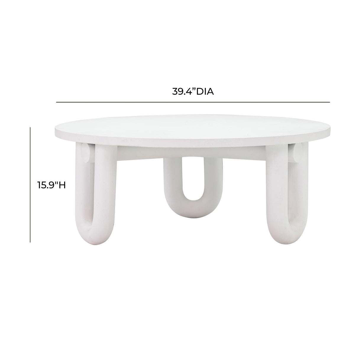 Tildy White Concrete Indoor / Outdoor Round Coffee Table by TOV Furniture at Eve Furniture