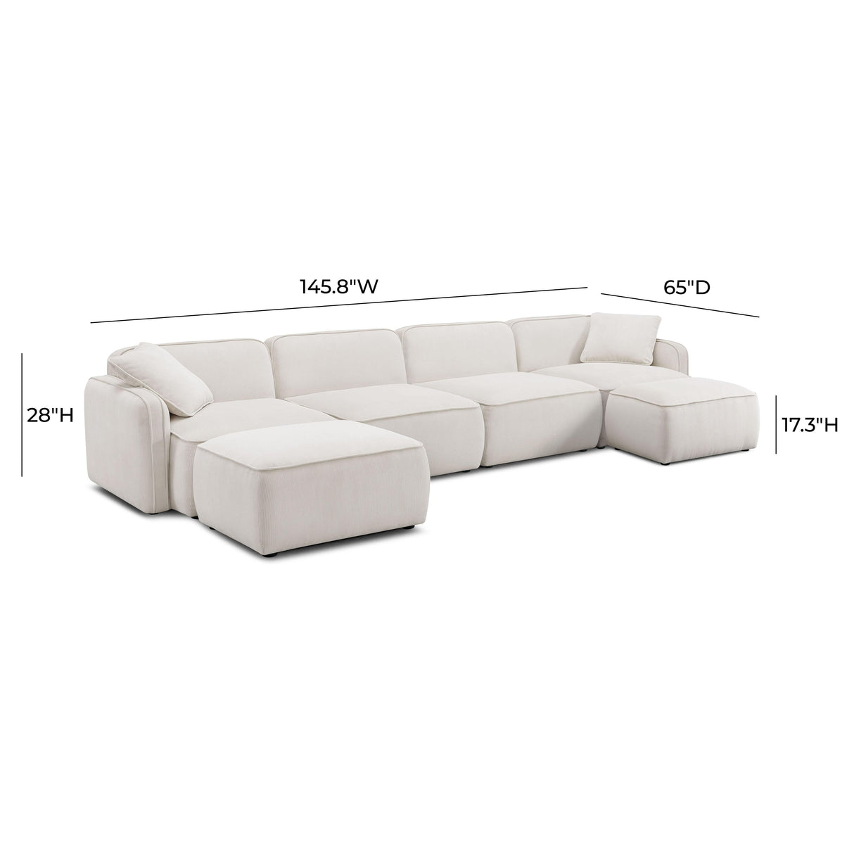 Travie Performance Corduroy Velvet 6-Piece Modular U-Sectional by TOV Furniture at Eve Furniture
