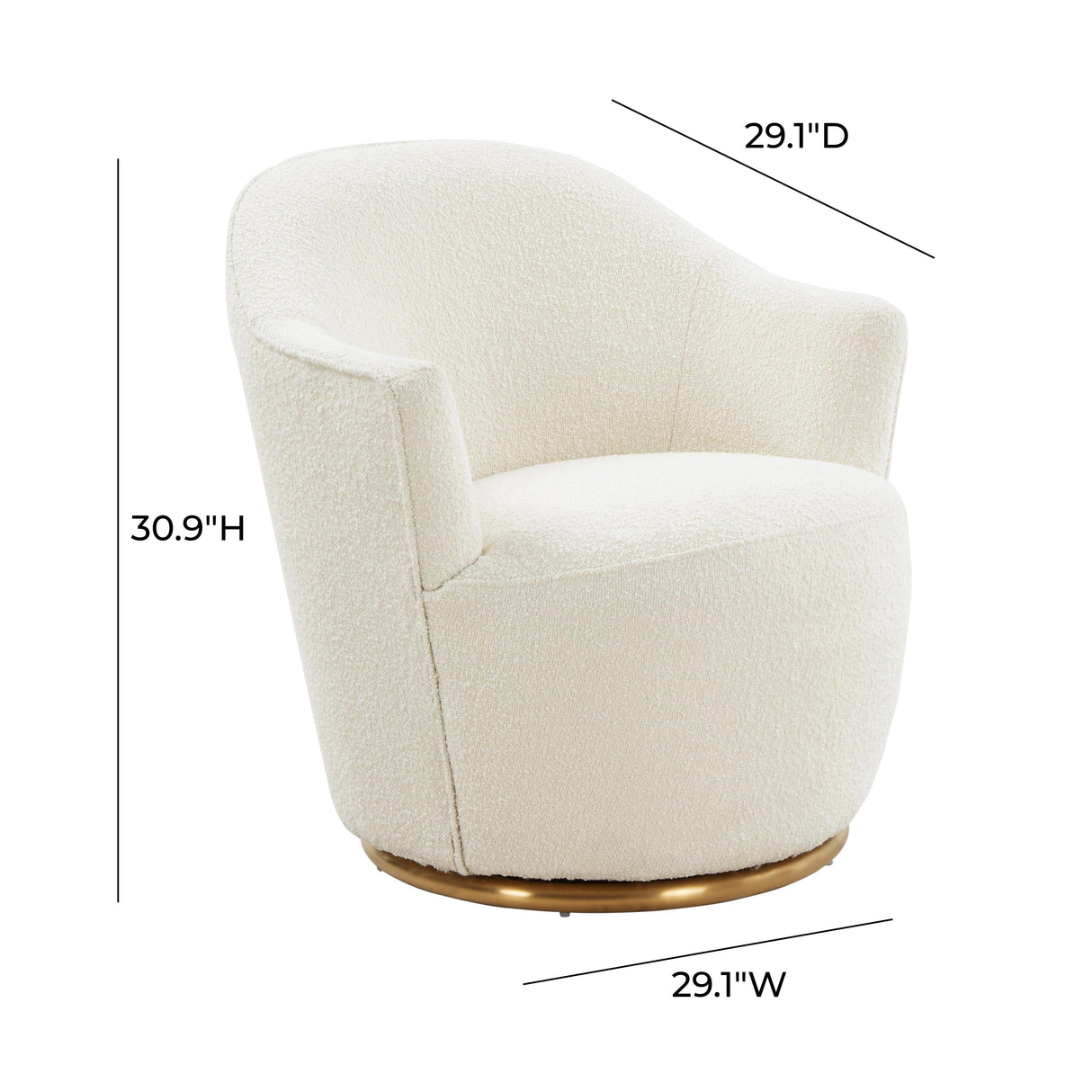 Skyla Cream Boucle Swivel Chair by TOV Furniture at Eve Furniture